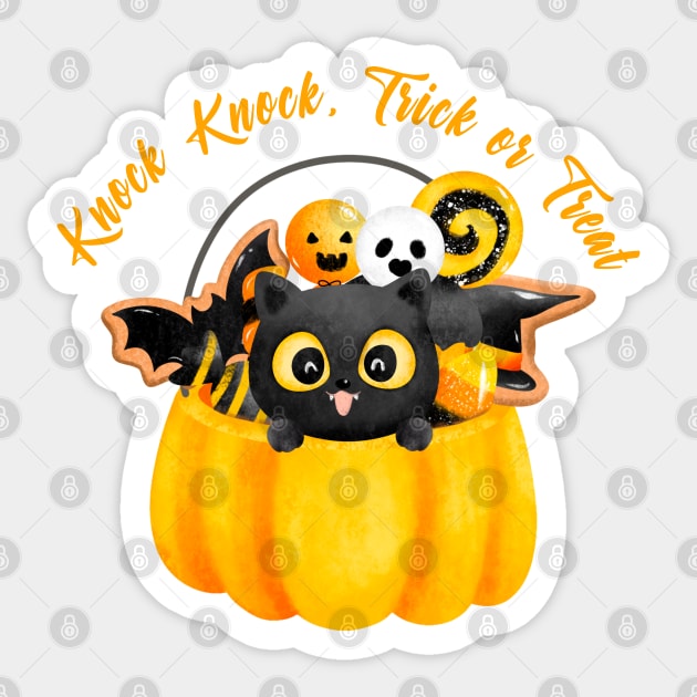 knock knock, trick or treat Sticker by Prinyos